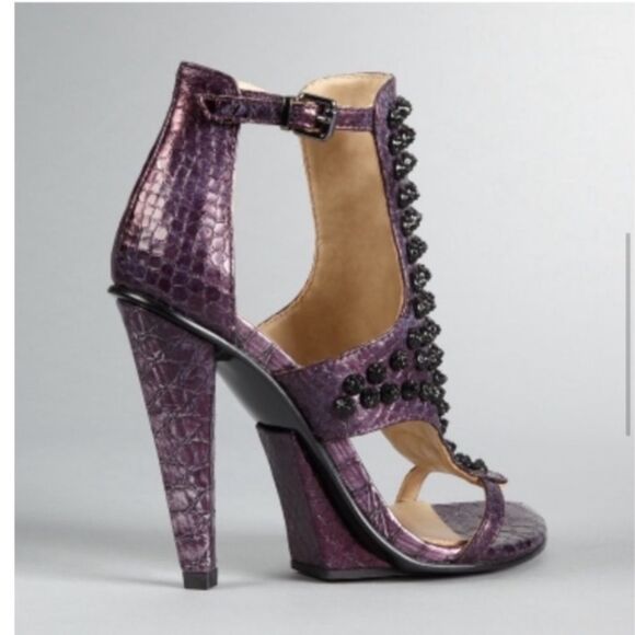 Kenneth Cole Sweet Greet Studded Heels Plum 7.5 - Picture 3 of 14